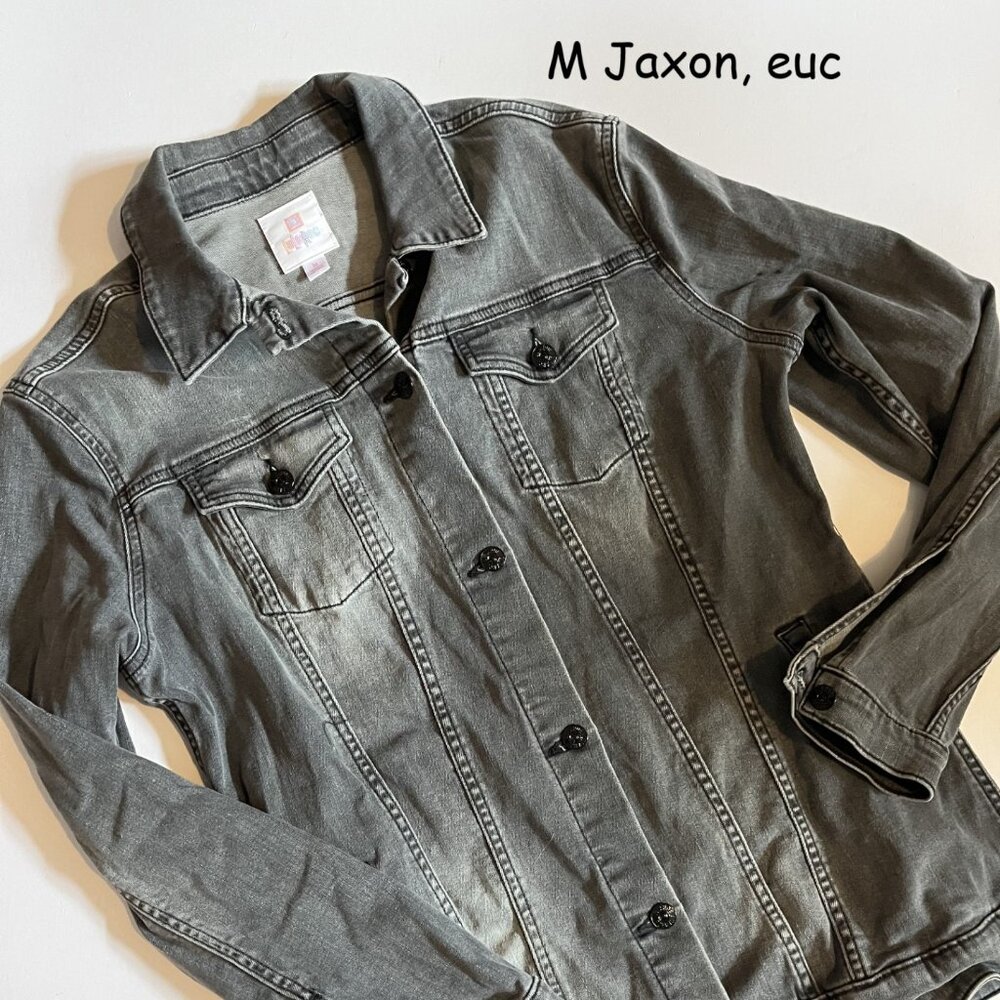 Medium Lularoe Jaxon jean jacket, faded black